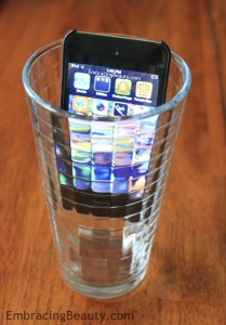 iphone in glass