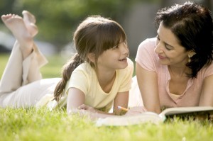 Mom and Daughter Reading