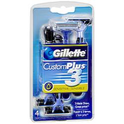 Gillette Custom Plus 3 Razors 4ct