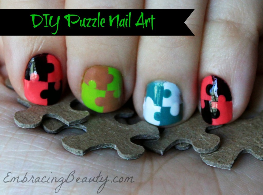 DIY Puzzle Piece Nail Art